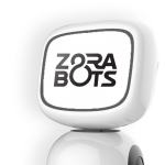 James Robot with ZoraBots logo on screen